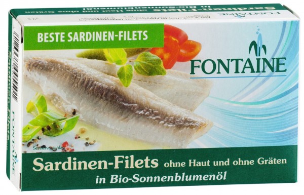 Sardinen ohne Haut u. Gräten in Bio-Sonnenblumenöl 120 g