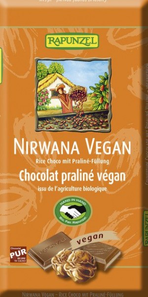 Nirwana vegane Schokolade mit Praliné-Füllung HI 100 g