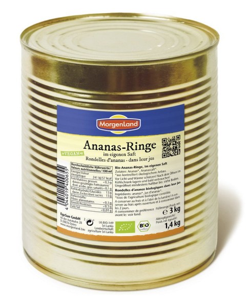 Ananas-Ringe im eigenen Saft 3 kg