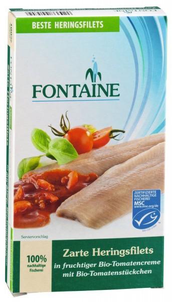 Heringsfilets in Bio-Tomatencreme m. Tomatenstück. 200 g