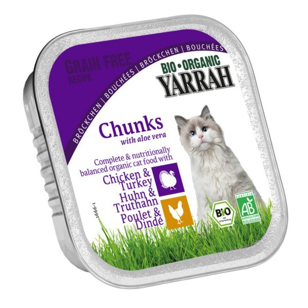 Bio Katzen Bröckchen Huhn&amp;Truthahn mit Aloe Vera 100 g