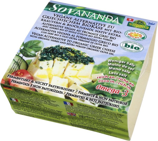 Soyananda vegan. Griech. Käse Kräuter-Olivenöl bio 200 g