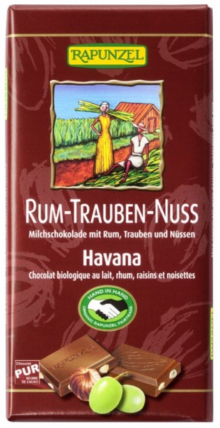 Rum-Trauben-Nuss-Vollmilch Schokolade HIH 100 g